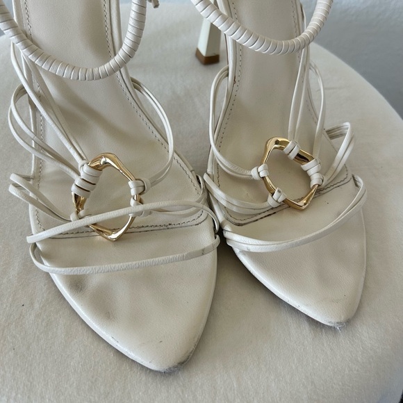 Aje Mirage Leather Strappy Heel in Ivory - Picture 5 of 10